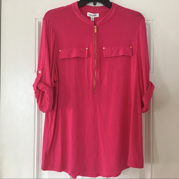 Calvin Klein Tops - CK Women's Modern Zip Front  Blouse 0X